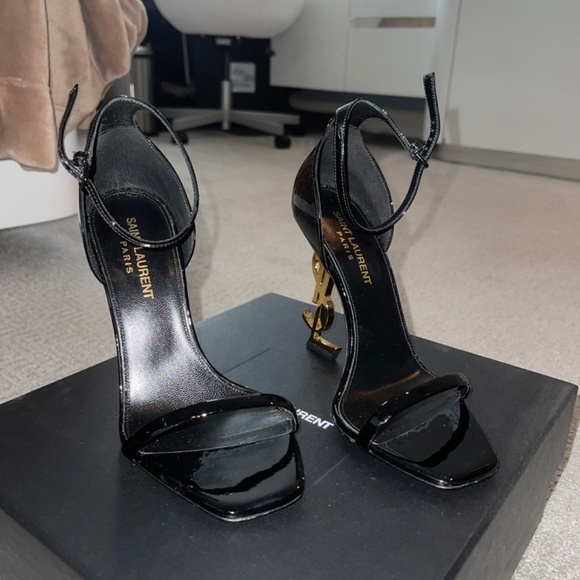 SAINT LAURENT Opyum embellished patent-leather sandals - Picture 3 of 6